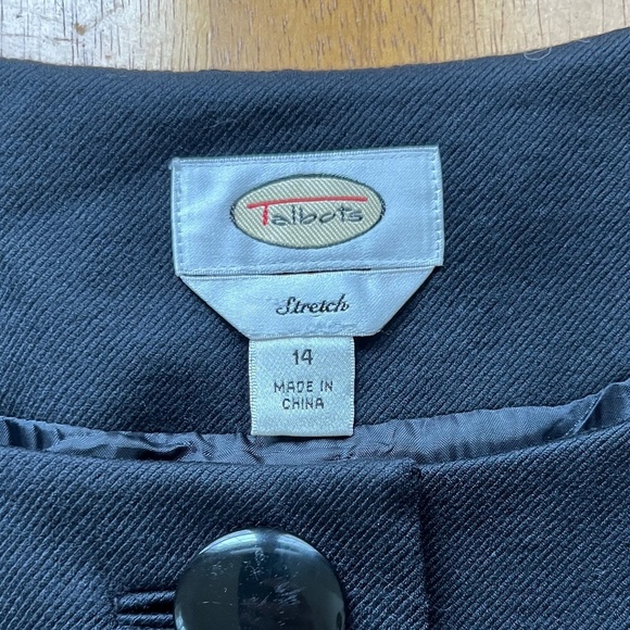 Talbots Black Cropped Stretch Blazer Jacket Button Up Swing Coat Lined, Size 14 - Picture 3 of 8